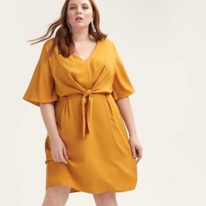City Chic Mustard Knot Front Dress
